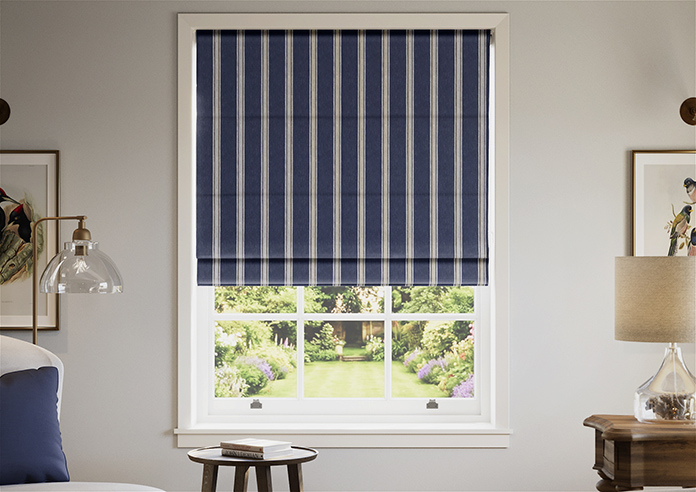 Bellagio Stripe, Riviera Navy - Roman Blind - Image 3